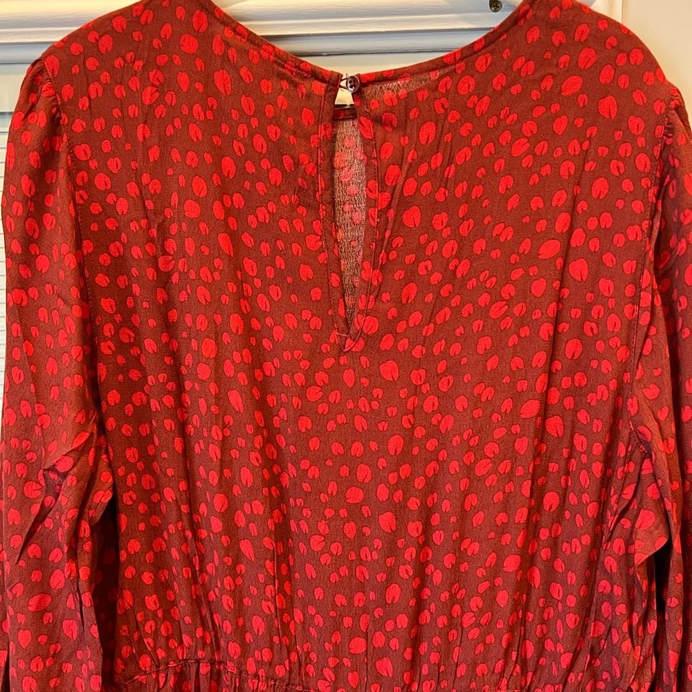 NWT Free Assembly Red Tiered Maxi Dress Size Large; Boho Spotted Maxi Dress - Picture 11 of 12